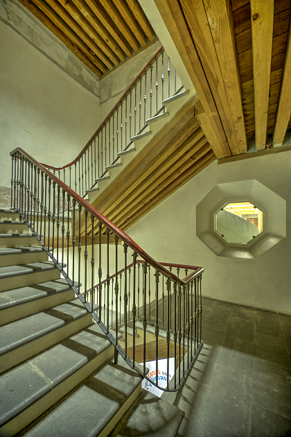 Escalera del área de novicios del ex convento de Betlemitas. Fotografía de Ricardo Herrera.
