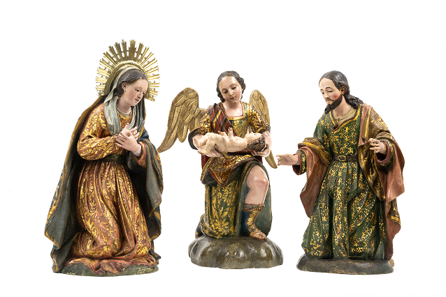 Autor desconocido, nacimiento guatemalteco, madera policromada, siglo XVIII. (Colección de Museo Franz Mayer).