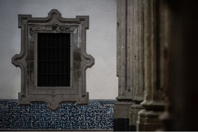 Detalle del patio principal del ex convento de Betlemitas.  Fotografía de Alejandra Carbajal.
