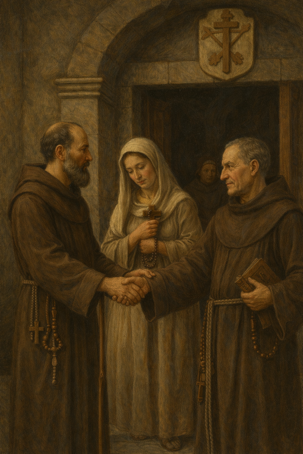 Miembros de la Tercera Orden de San Francisco. Imagen generada con Inteligencia Artificial.