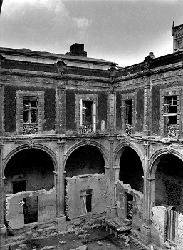 Obras del proceso de restauración del antiguo claustro de Betlemitas. Fotografía del Banco de México.
